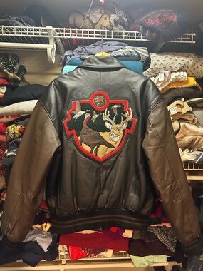 North American Hunting Club Leather Jacket Men's Medium Black Lifetime Member